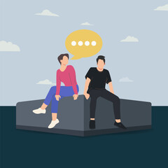 Couple is sitting and chatting design vector illustration