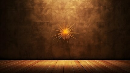 Dark empty wall with interesting golden sun glare, Background for the presentation, generative AI