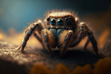 wolf spider on a stone Generative AI