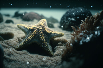 sea shells and starfish on the beach Generative AI