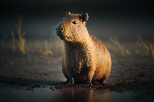 Close up shot of Capybara Generative AI