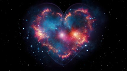 Heart shaped nebula, Heart galaxy, Astrological symbol of love, generative AI