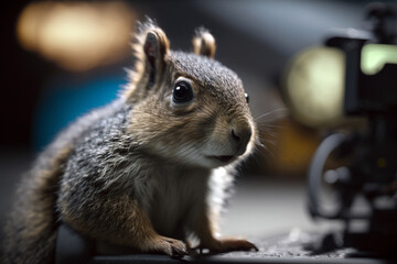 Obraz premium portrait of a cute squirrel Generative AI
