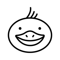Duck face, muzzle. Doodle style. Hand drawn character. Bird head illustration. Vector hand drawn illustration.