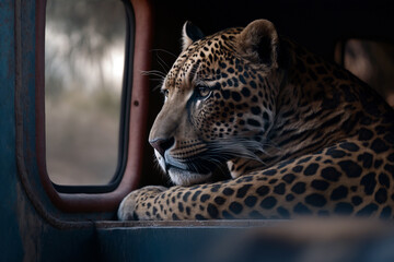 close up portrait of a jaguar Generative AI