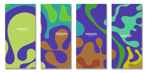 Fototapeta na wymiar set of brochures groovy retro funky liquid line pattern background