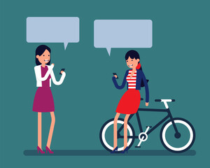 Young people chat letters for friends. Vector illustration communication concept