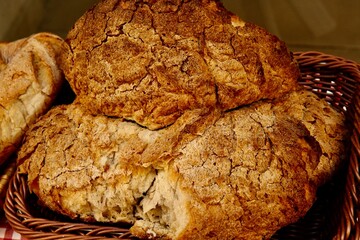 Artisan bread in the basket 