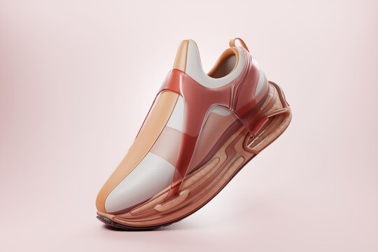 Sneaker premium 3d Render Object isolated on a beige  background