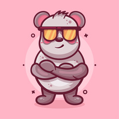 Obraz na płótnie Canvas cute panda animal character mascot with cool expression isolated cartoon in flat style design