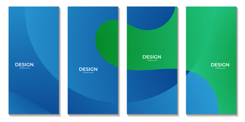 set of brochures abstract green and blue background with waves