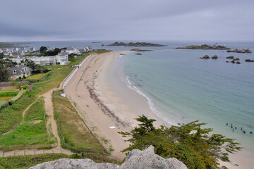 Paysage de la côte de granit rose à Trégastel en Bretagne