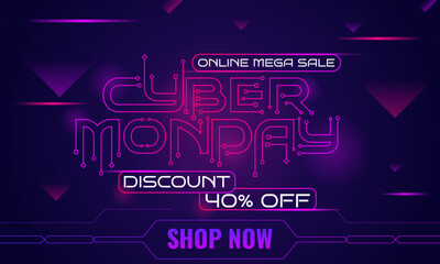 Cyber Monday Circuit Lettering Design Vector