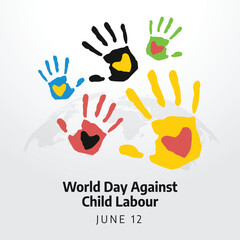world day against child labour. stop child labour. child labour day. hand illustration.