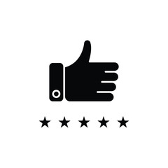 five-star rating icon. solid icon