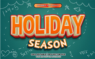 Holiday season school 3d text effect template design