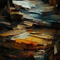 Oil painting in heavy cold colors with thick paint creating impressionistic vibrancy in modern art Abstract, Elegant and Modern AI-generated illustration