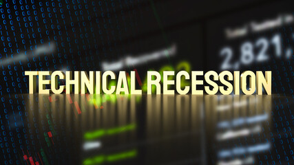 The Technical Recession gold text for Business concept 3d rendering