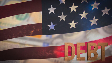 The dirty text on Usa flag Background for Business concept 3d rendering