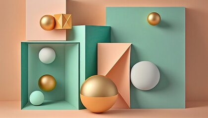 geometric pink and green spheres background and cheerful atmosphere unite in minimal flat ray minimal flat ray flat contemporary art abstract Elegant Modern AI-generated illustration