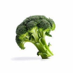 Fresh Broccoli On White Background. Generative AI