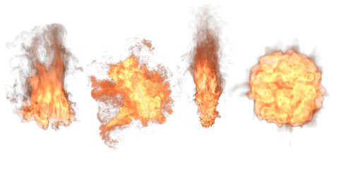 burning flame explosion on transparent background