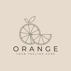 oramge fruit line art logo design with minimalist style logo vector illustration design
