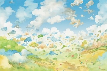 serene countryside landscape with cloudy sky Generative AI