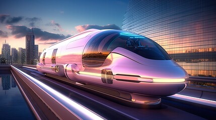 Fototapeta na wymiar a pink train on a track