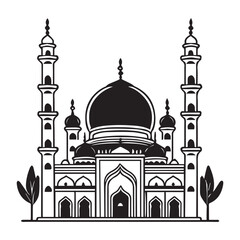 This is Beautiful Islamic Mosque vector Clipart, Mosque Line art Illustration, Mosjid, Islamic culture vector