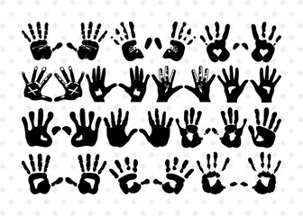 Hand Print SVG Cut Files, Hand Print Silhouette, Hand Svg, Baby Handprint Svg, Hand Palm Svg, Child Handprint Svg, Hand Print Bundle,