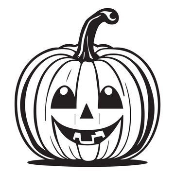 Halloween pumpkin vector black and white, pumpkin illustration