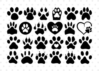 Dog Paw SVG, Dog Paw Silhouette, Cat Paw Svg, Animal Paw Svg, Dog Svg, Pat Svg, Paw Print Svg, Dog Paw Bundle - obrazy, fototapety, plakaty