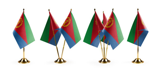 Small national flags of the Eritrea on a white background