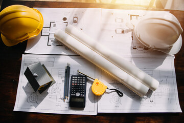 Two Specialists Inspect Commercial, Industrial Building Construction Site. Real Estate Project with...