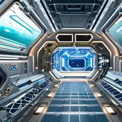 Obraz premium 1543 Futuristic Space Station: A futuristic and sci-fi-inspired background featuring a space station with futuristic architecture, spaceships, and a sense of exploration and innovation4, Generative AI