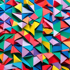 1506 Abstract Origami Paper: A visually captivating background featuring abstract origami paper in vibrant colors and geometric shapes, creating a sense of playfulness and creativity3, Generative AI