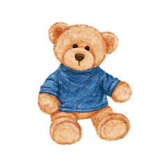 Teddy bear in a blue shirt 