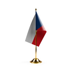 Small national flag of the Czechia on a white background