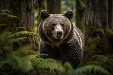 Fototapeta premium Grizzly bear - generative AI