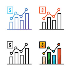 Statistics finance icon design in four variation color