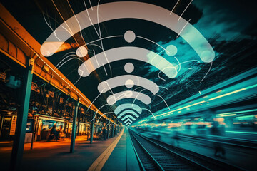 Ai generated image of wifi with internet of thing concept.