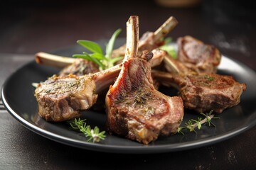 A platter of tender lamb chops. (Generative AI)