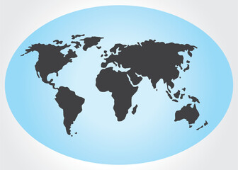 World Map. Blue Color and Modern Flat Design, vector