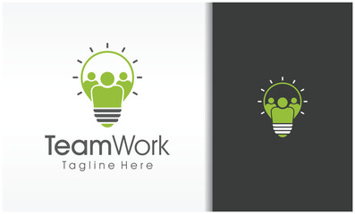 teamwork creative idea logo with bulb icon symbol