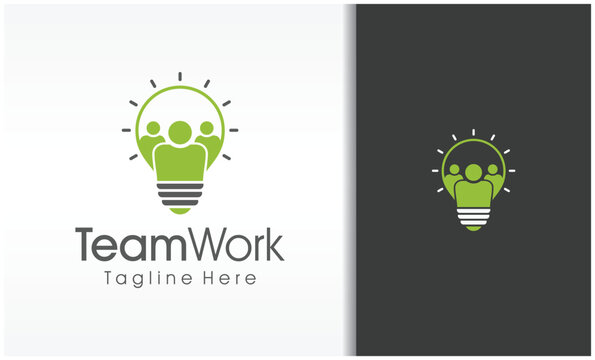 teamwork creative idea logo with bulb icon symbol