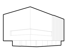 house, architectural sketch, 3d illustration
 line drawing of modern house with minimalist architecture.