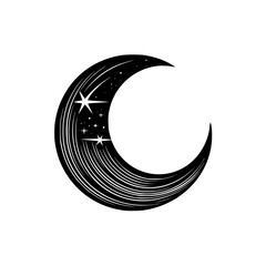 Crescent moon vector illustration isolated on transparent background
