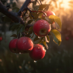 Lots Of Apples On The Apple Tree. Generative AI