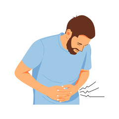 vector illustration of stomachache symptom person concept